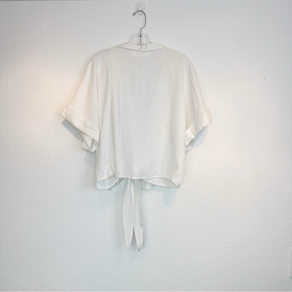 Just Bee Queen Chiara Linen Wrap Top in Vanilla Cream New With Tags Large - Picture 10 of 12